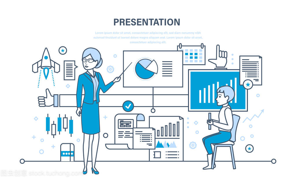 演講者做演示文稿和關于市場、 銷售、 電子商務專業培訓